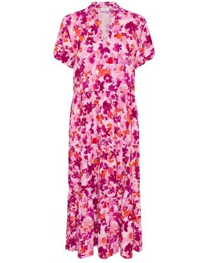 Saint Tropez Kleedjes ,Veelkleurig ,Eda Sz Ss Maxi Jurk - Roze