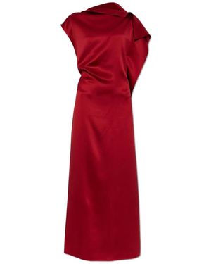 Sportmax Kleedjes ,Rood ,Leer Zijden Jurk Giara