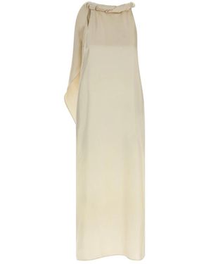 Loulou de Saison Kleedjes ,Susan Twisted Collar Dress - Naturel