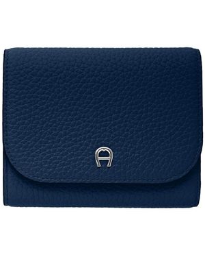 Aigner Accessoires ,Blauw ,Leer Elegante Leren Portemonnee & Kaarthouder