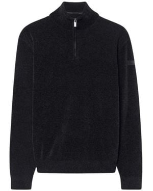 Rrd Truien & Vesten ,Zwart ,Polyester Velvet Half Zip Knit