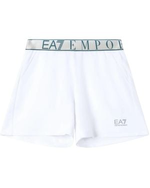 EA7 Korte Broeken ,Wit ,Katoen Sweat Shorts