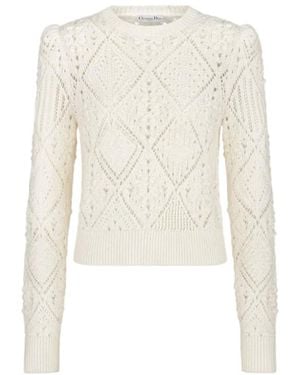Dior Baumwollpullover Mit Lochmuster - Weiß