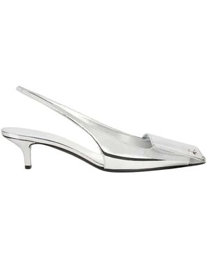 Courreges Schoenen ,Grijs ,Polyester Fold Mirror Slingbacks - Wit