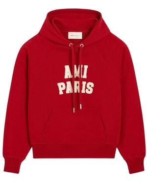 Ami Paris Logo Felt Hoodie - Rot