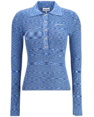 Ganni Round-Neck Knitwear - Blue