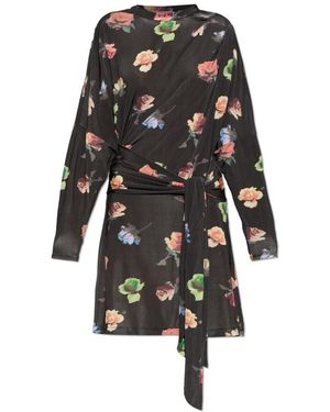 Ganni Kleedjes ,Zwart ,Mini Jurk Met Bloemenprint