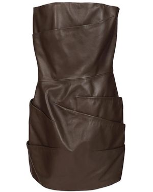 The Attico Leather Mini Dress - Bruin