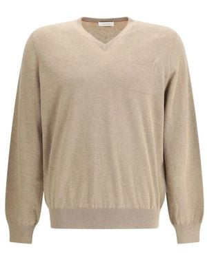 Ferragamo V-Neck Knitwear - Natural