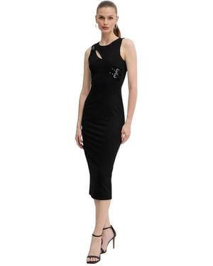 Versace Jeans Couture Kleid Mit Dekorativem Applikationsdetail Und Schlitz - Schwarz