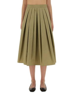 Aspesi Mid-Calf Wide Fit Cotton Skirt - Green