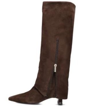Lina Locchi Schoenen ,Bruin ,Suède Bruine Suède Hoge Laarzen - Wit