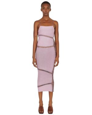 Isa Boulder Kleedjes ,Paars ,Rayon Jigsaw Spaghetti Strap Dress - Rood