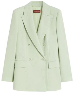Max Mara Jassen ,Groen ,Wol Wool Crepe Satin Blazer