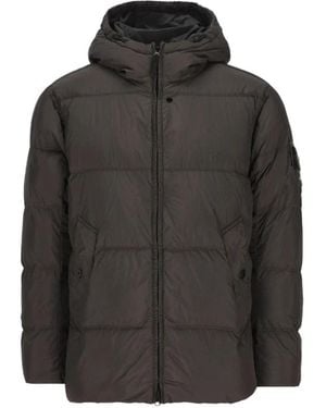 Stone Island Gevoerde Jas Met Capuchon - Zwart