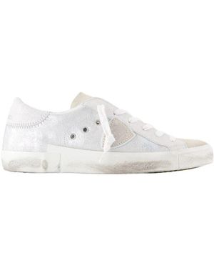 Philippe Model Silberne low-top-sneakers - leder - Weiß
