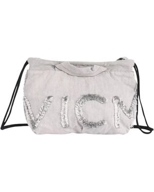 Vic Matié Denim-Handtasche Modell Penny Mit Ausgefranstem Logo - Natur