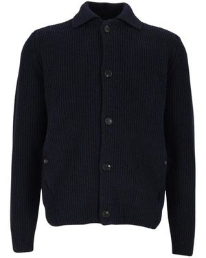 Zanone Cardigan Met Overhemdkraag - Blauw