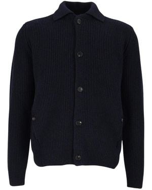 Zanone Strickjacke Mit Hemdkragen - Blau