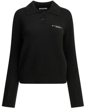 Givenchy Logo Kraag Gebreide Trui - Zwart