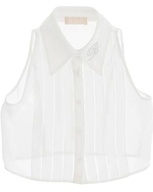 Blumarine Ärmelloses Hemd Mit Falten - Weiß