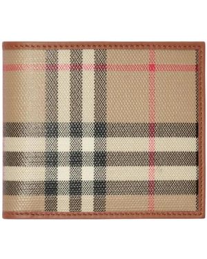 Burberry Accessoires ,Veelkleurig ,Katoen Vintage Check Bi-Fold Portemonnee - Naturel