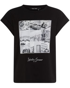 MARC AUREL Baumwoll-T-Shirt Mit Foto-Applikation - Schwarz