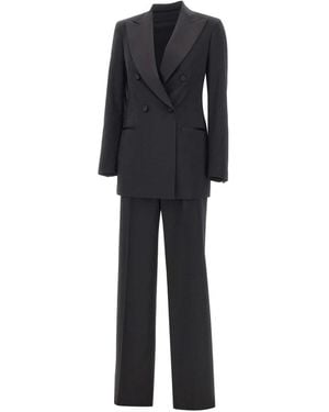 Tagliatore Double Breasted Suits - Black