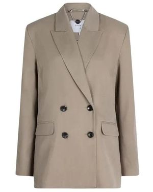 Dante 6 Jassen ,Bruin ,Katoen Double-Breasted Twill Blazer - Naturel