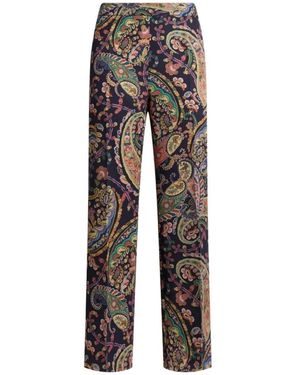 Etro Broeken ,Veelkleurig ,Polyester Wijde Broek - Grijs