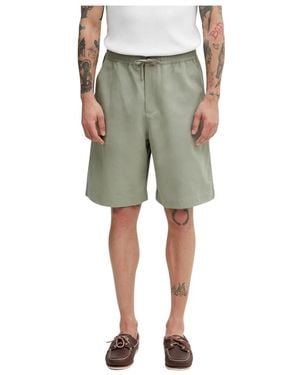 Maison Kitsuné Korte Broeken ,Groen ,Katoen Bermuda Shorts Met Elastische Tailleband