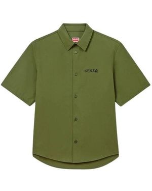 KENZO Overhemden ,Groen ,Overhemden Met Korte Mouwen