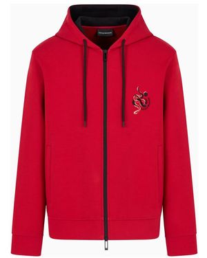 Emporio Armani Schlangenkollektion Kapuzen-Zip-Sweater - Rot