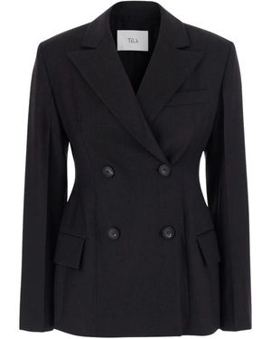 Tela Jassen ,Zwart ,Wol Florence Double-Breasted Jacket