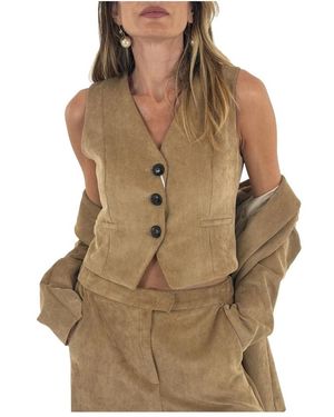 Marella Jassen ,Leer Emmtirsi Vest - Bruin