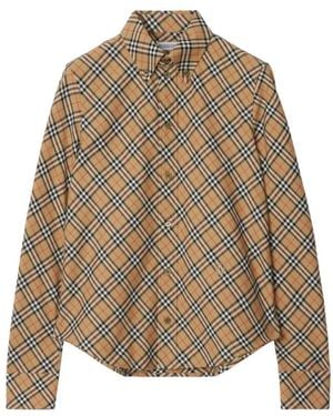 Burberry Katoenen Overhemd Met Ruitpatroon - Naturel