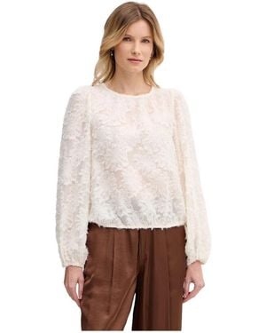 Ouí Sheer Blouse With Puff Sleeves
