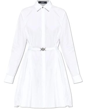 Versace Kleedjes ,Wit ,Katoen Lace-Trim Katoen-Poplin Overhemd
