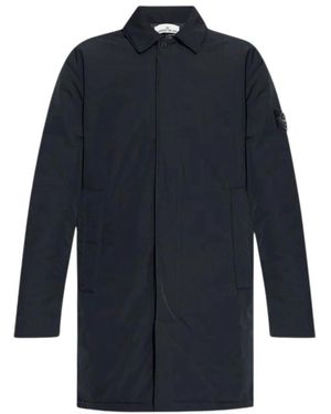 Stone Island Quilted Single-Breasted Coat - Blauw