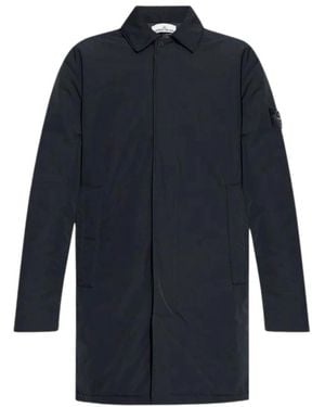 Stone Island Quilted Single-Breasted Coat - Blauw