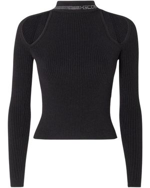 Gcds Truien & Vesten ,Zwart ,Polyester Bling Gebreide Top - Blauw