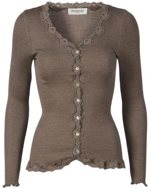 Rosemunde Braune Spitzen V-Ausschnitt Strickjacke