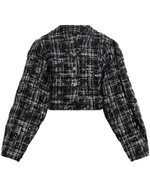 ROTATE BIRGER CHRISTENSEN Tweed Blazer With Shimmering Appliqués - Black