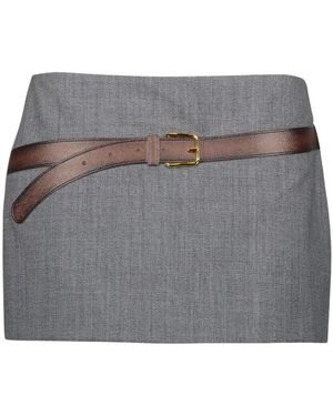 Prada Rokken ,Grijs ,Wol Mini Rok Met Riem