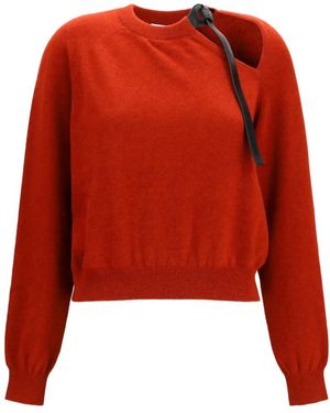 Ferragamo Truien & Vesten ,Rood ,Wol Trui Met Ronde Hals En Cut-Out Detail