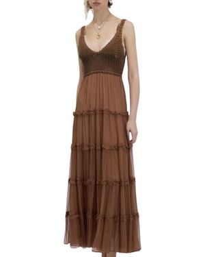 Ermanno Scervino Kombiniertes Häkelkleid - Braun