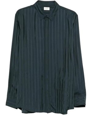 Saint Laurent Overhemden ,Groen ,Leer Chemise Slim Patchwork Viscose 4070