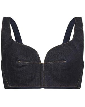 Givenchy Tops ,Blauw ,Katoen Denim Katoenen Bra Top - Zwart