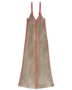 DIESEL Rippstrick-Midikleid Mit Kontrastbändern - Natur