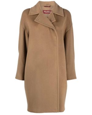 Max Mara Bruine Wollen Jas Brede Revers